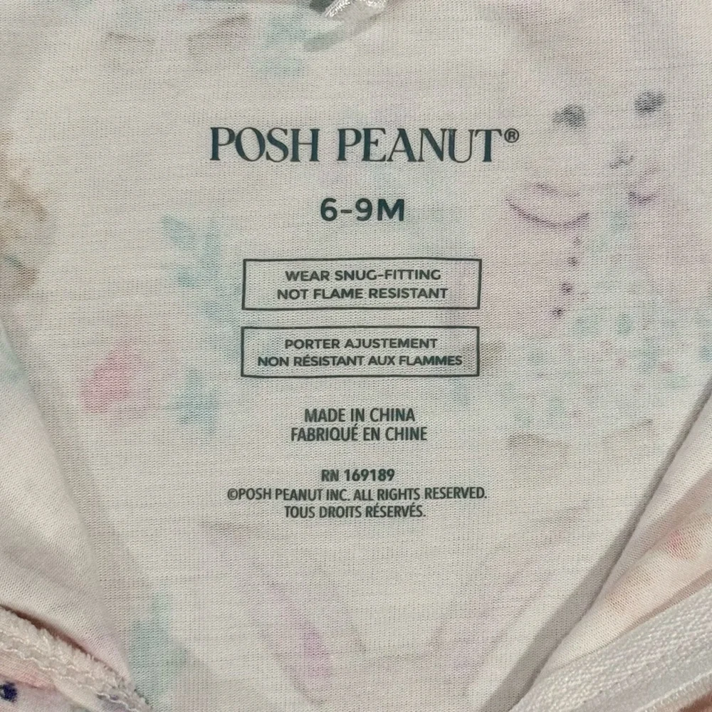 Posh Peanut Clementine Convertible One Piece Girls 6-9M Bunnies Sleeper Bamboo